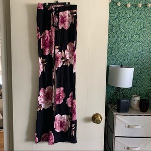 Floral tie up pants